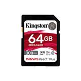64 GB .SDXC karta Kingston . Canvas React Plus Class UHS-II U3 V90 ( r300MB/s, w260MB/s )
